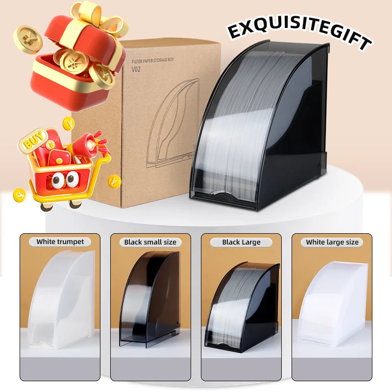 Fan-Shaped Coffee Filter Paper Storage Rack Dustproof Organizer - Large Capacity