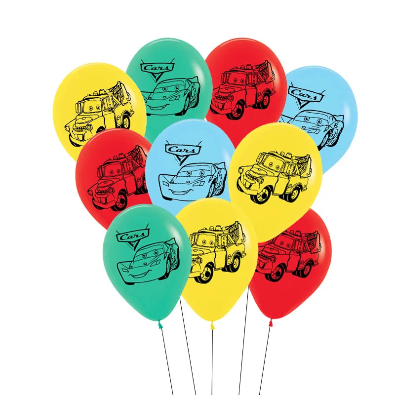 10pcs Latex Balloon Set for Kids Birthday Party Decorations - Car Theme, 12 Inch