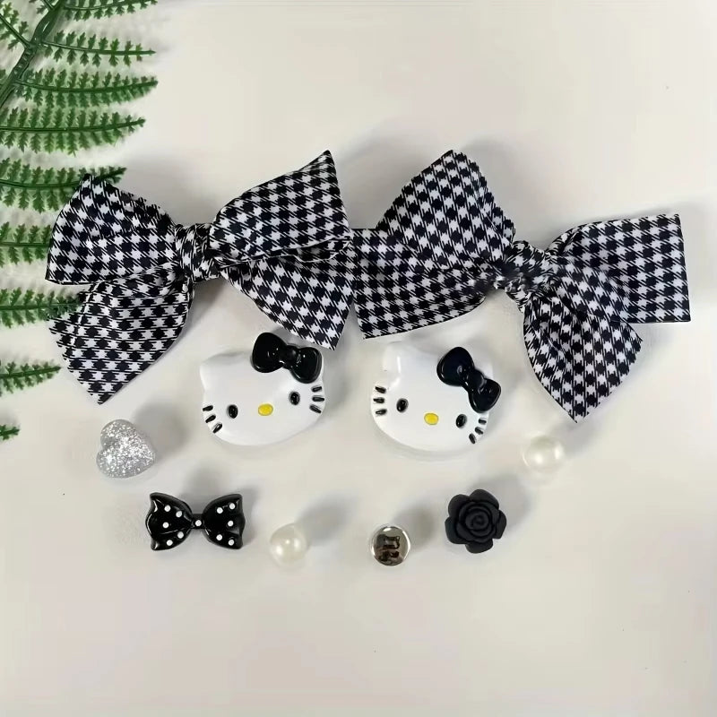 Hello Kitty Shoe Charms Bow Cartoon Anime Shoe Decorations for Sandals & Clogs