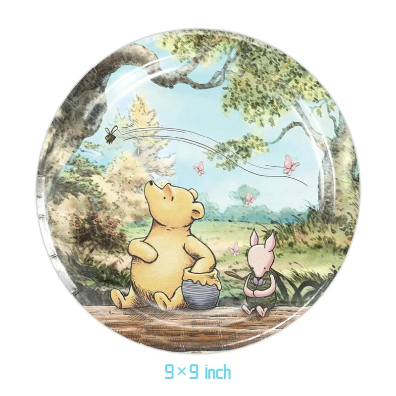 Winnie the Pooh Birthday Party Supplies Set – Disposable Plates Cups Napkins Banners for Kids & Baby Showers