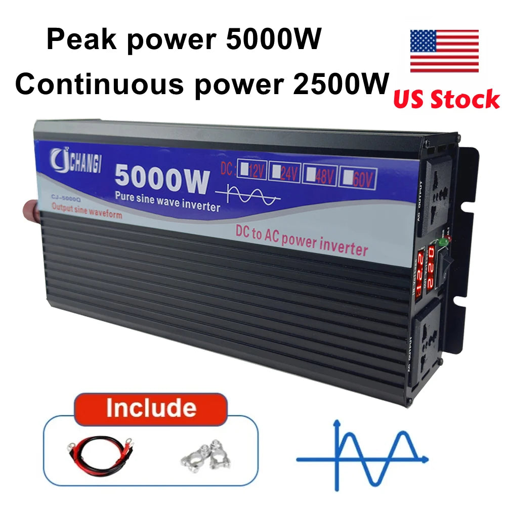 Pure Sine Wave Inverter 3000W 5000W DC to AC Converter for Solar RV Home