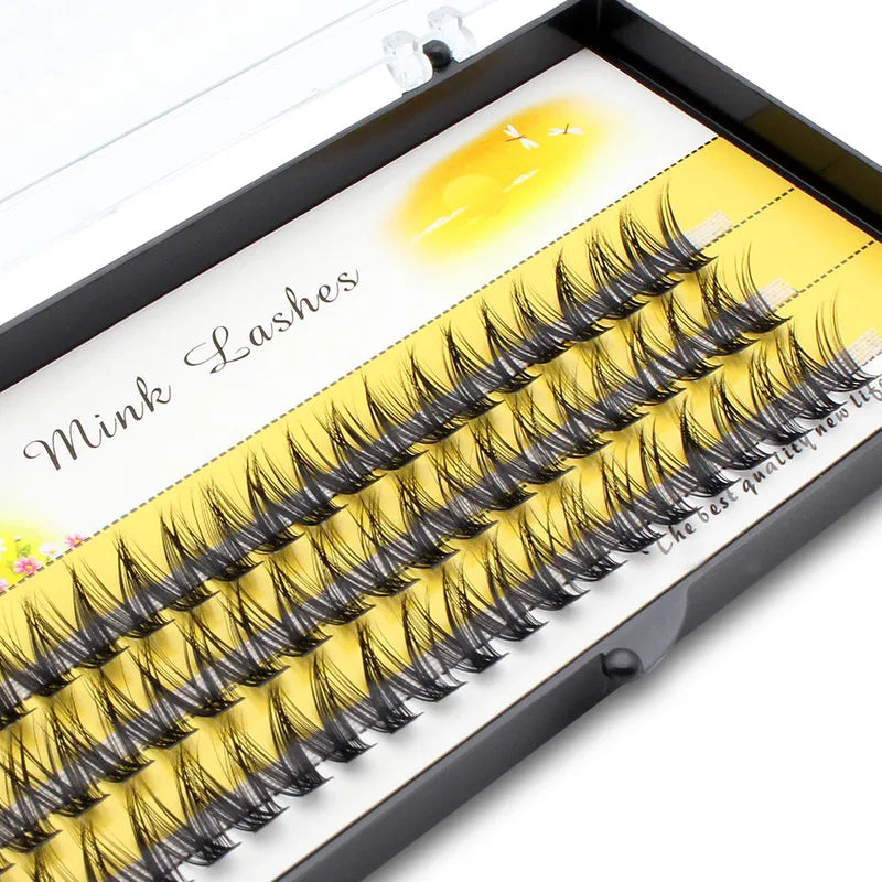 False Eyelash Extensions V Shape Fish Tail Natural Faux Lashes - Multiple Sizes & Curl Options