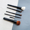 Travel Makeup Brush Set 5pcs - Full Coverage Face & Eye Brushes with Case