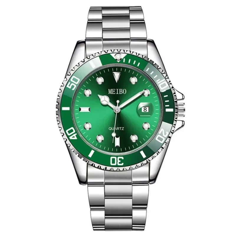 Men's Luxury Waterproof Automatic Luminous Watch with Silver Stainless Steel Bezel