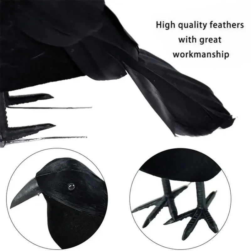 Lifelike Black Crow Garden Ornament for Pest Control Halloween Yard Decor