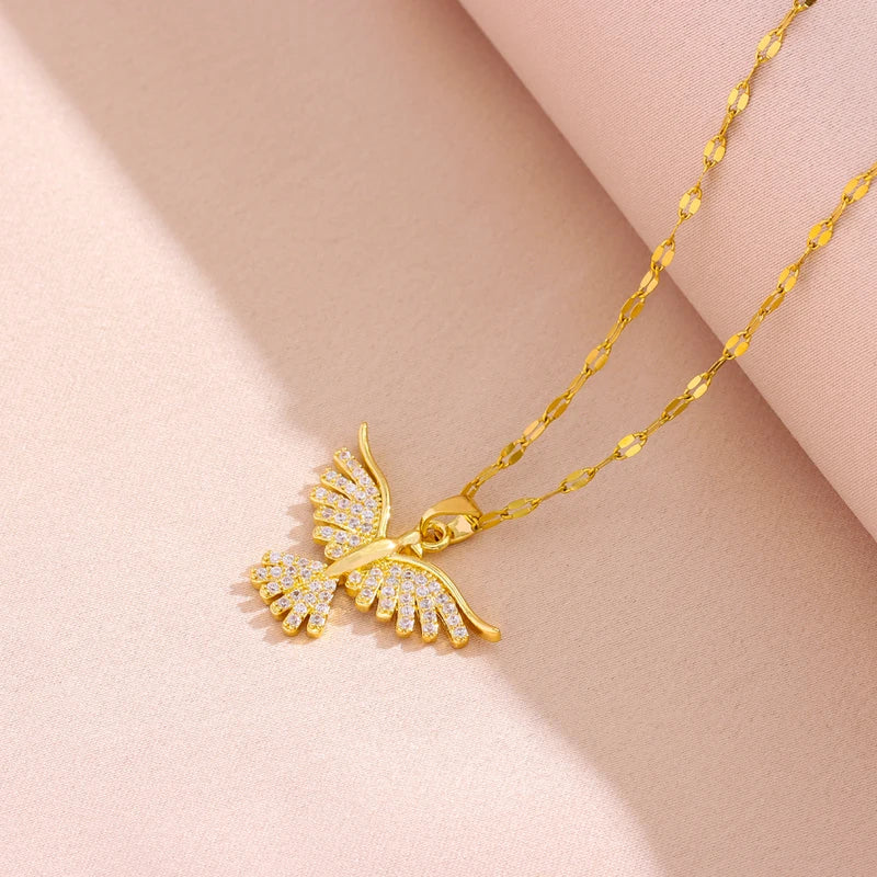 Vintage Phoenix Pendant Necklace - 18K Gold Plated Stainless Steel Chain for Women