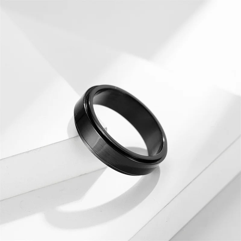 Stress Relief Fidget Spinner Ring - Stainless Steel Mood Jewelry for Men & Women