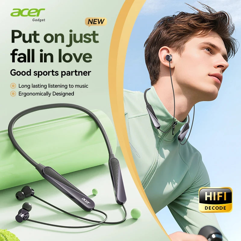 Wireless Bluetooth Headset with Neck Mount for Sports & Calls - HiFi Sound, Noise Reduction, Long Battery Life