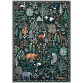 Large Non-slip Machine Washable Living Room Carpet - Soft & Comfortable Floor Mat - Green Animal & Plant Print