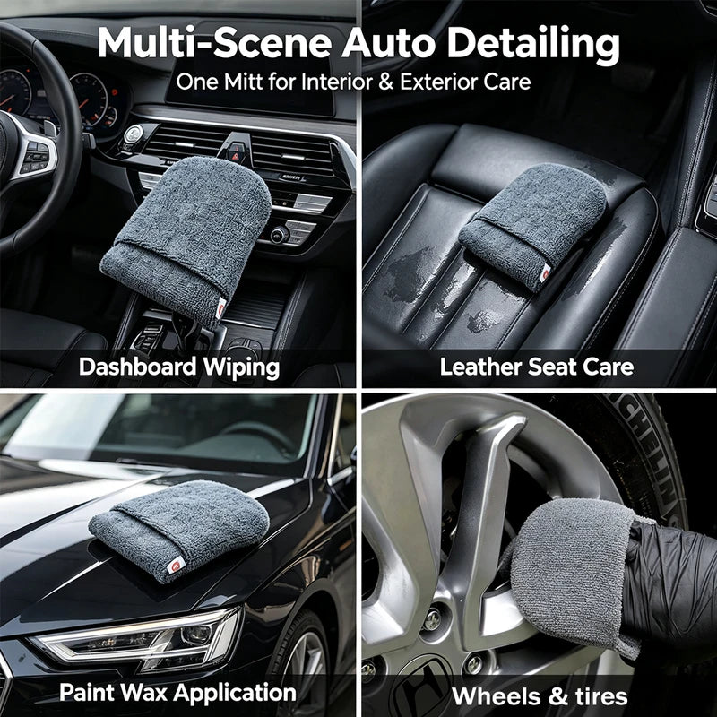 Car Polishing Wax Applicator Mitts Microfiber Foam Sponge for Detailing