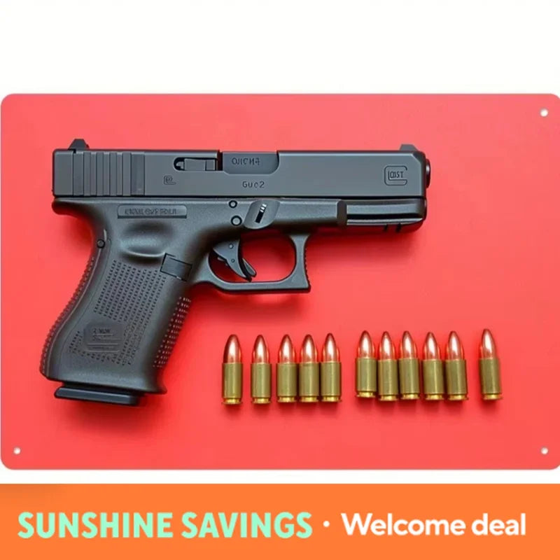 Retro Pistol Metal Sign Wall Decor Indoor Outdoor Man Cave Cafe Bar Garden