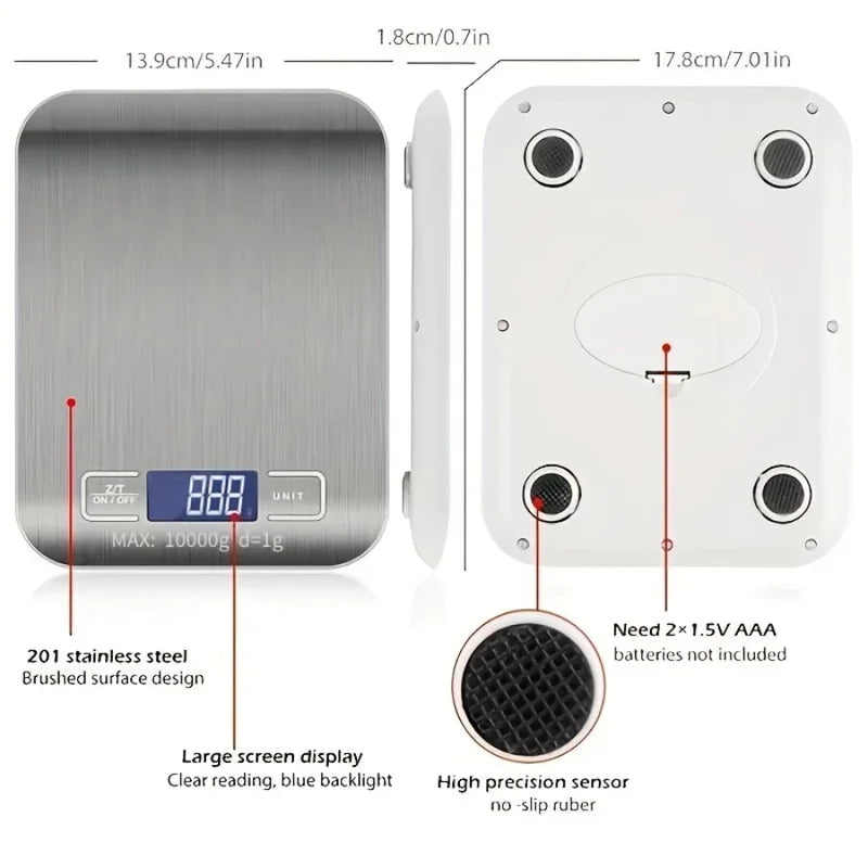 High-Precision Digital Kitchen Scale 10kg/1g for Baking & Food Prep