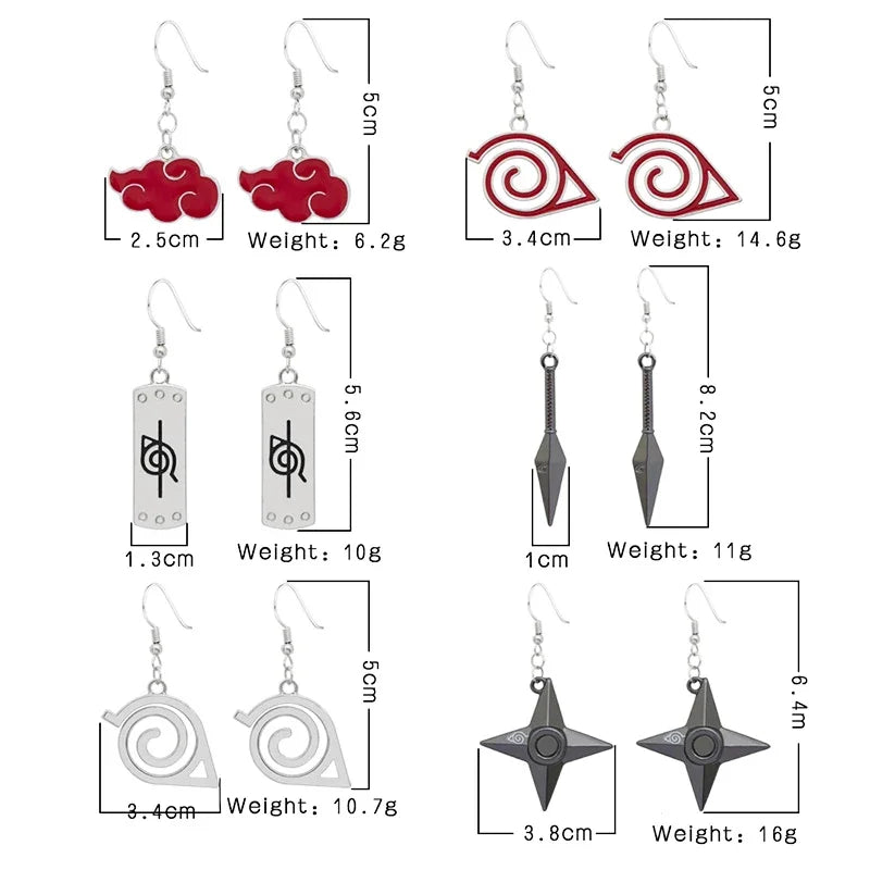 Anime Naruto Jewelry Drop Earrings Sharingan Akatsuki Pendant Accessories for Cosplay and Gifts
