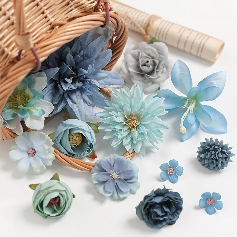 Artificial Flower Heads Mix Set for Home Decor Wedding Crafts - 21pcs