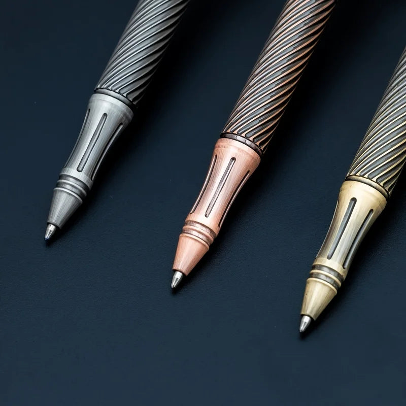 Heavy Metal Retro Style Brass Ballpoint Pen with Tungsten Steel Nib for Business and Gift Use