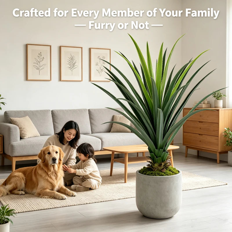 Artificial Spiked Agave Plant in Potted Decor - Indoor & Outdoor Faux Succulent
