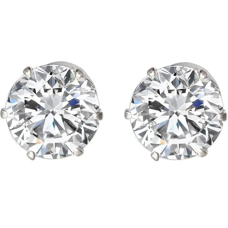 Magnetic CZ Stud Earrings for Women Men Non Piercing Jewelry 2 Pack