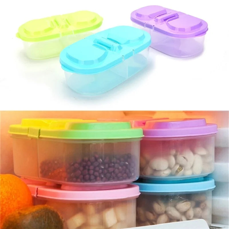 Portable Plastic Food Storage Box with Divided Compartments for Outdoor Lunch, Fruit, Snacks