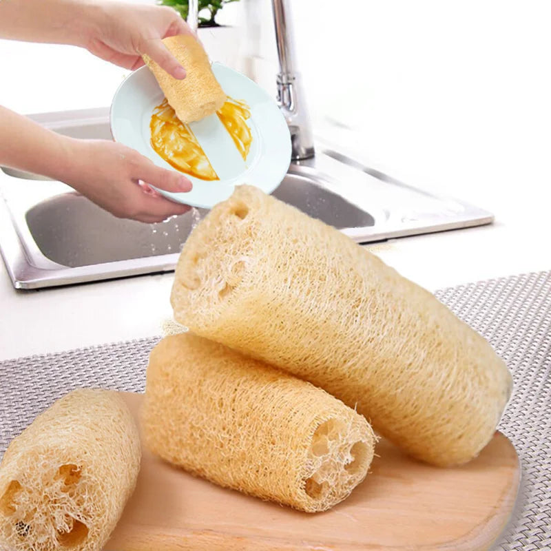 Natural Loofah Sponge for Dishwashing & Skin Care - Biodegradable Non-Stick Cleaning Brush