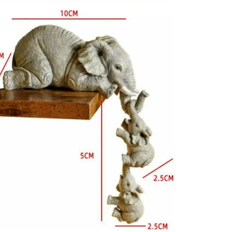 3 Pcs Cute Elephant Resin Figurines Baby & Animal Decor Miniatures Set
