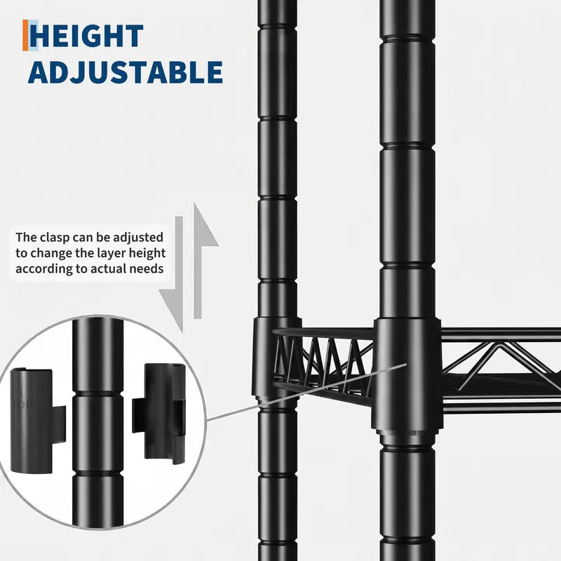 Heavy-Duty 4-Tier Steel Garage Storage Shelves - Adjustable Wire Racks, Black, 72" H