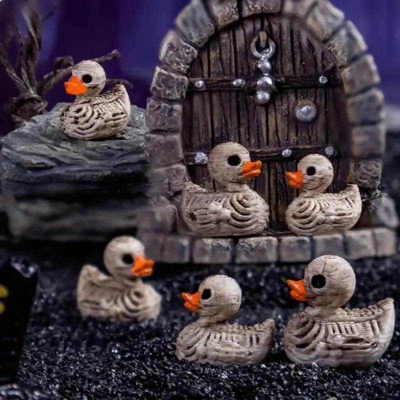 20-Pack Cute Skull Duck Resin Figurines for Halloween Home Office Decor