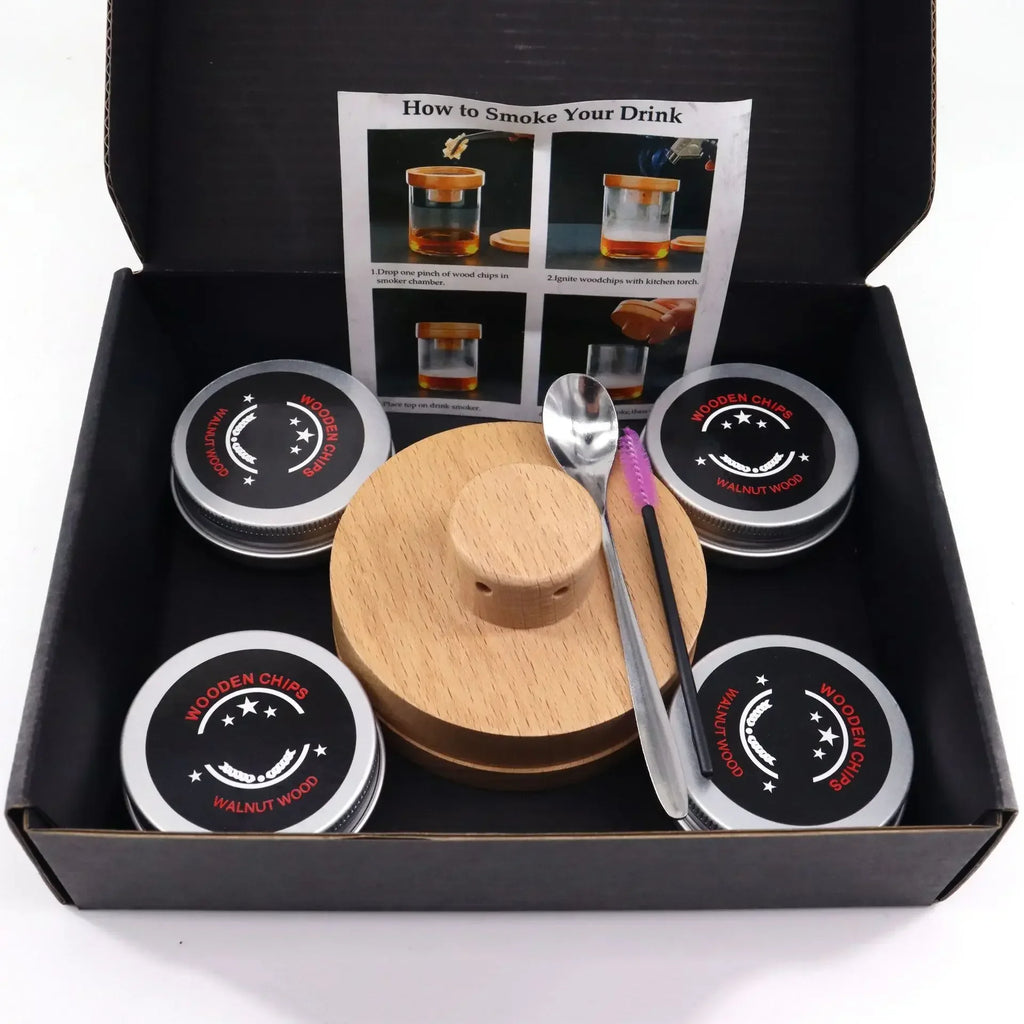 Cocktail Smoker Kit Whiskey Wood Hood for Drinks Bar Kitchen Accessories