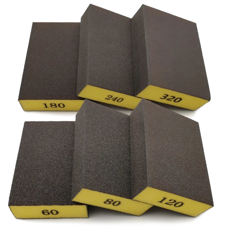 6-Piece Sanding Sponge Set with Coarse to Fine Grits for Wood Drywall Metal
