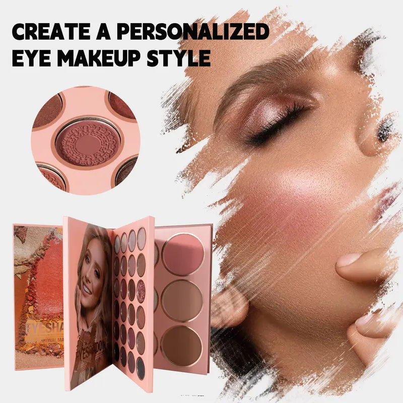 All-in-One Makeup Palette Book with 54 Colors for Face & Eye Cosmetics - Matte & Pearlescent Shades
