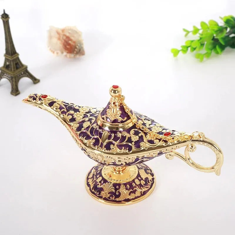 European Style Large Aladdin Lamp Decor - Metal Ornament for Home & Holiday