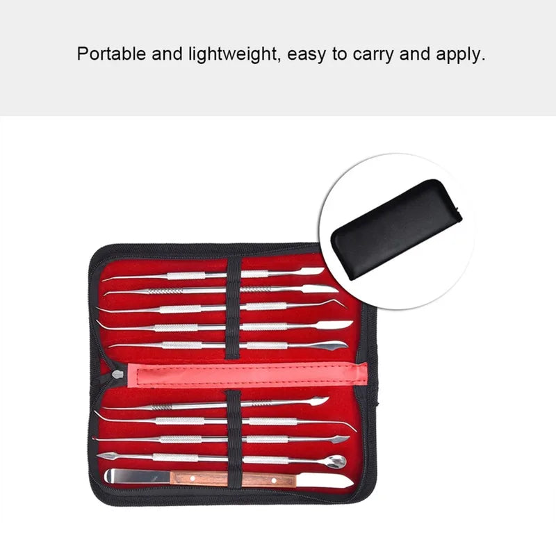 Stainless Steel Wax Carving Tool Set - 10-Piece Sculpting Kit with Storage Case