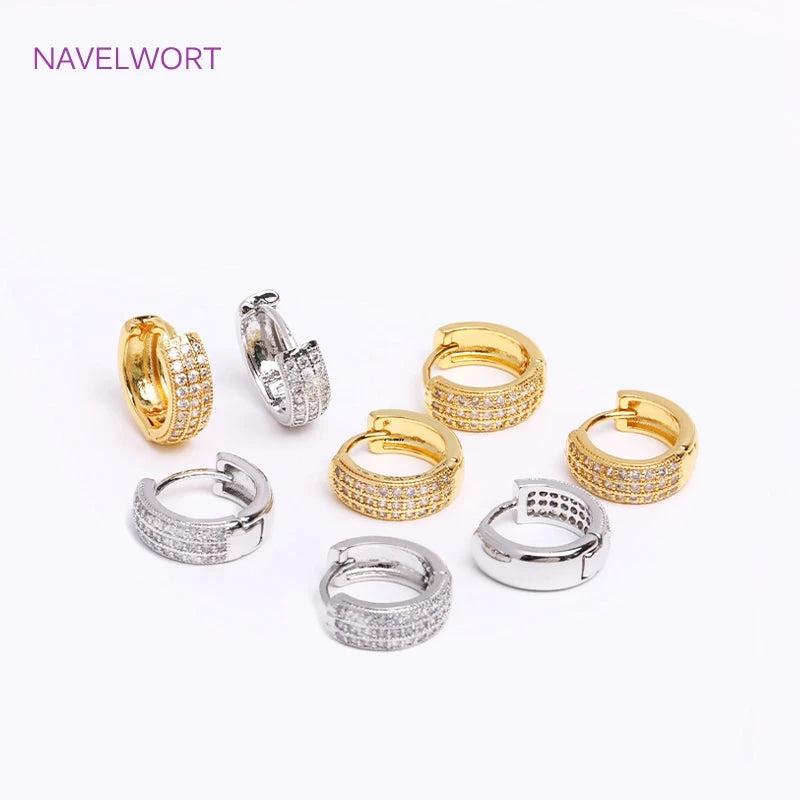 Geometric Hoop Earrings for Women - Brass Inlaid Zircon Twist Round Jewelry
