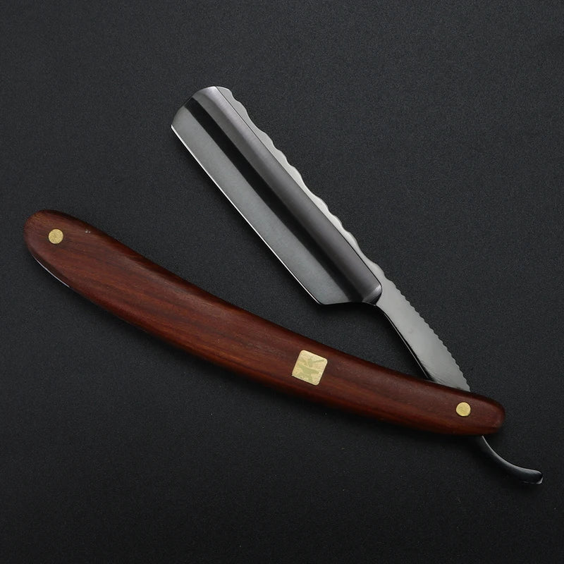 Manual Shaving Knife with Stainless Steel Blade and Wooden Handle - Precision Razor