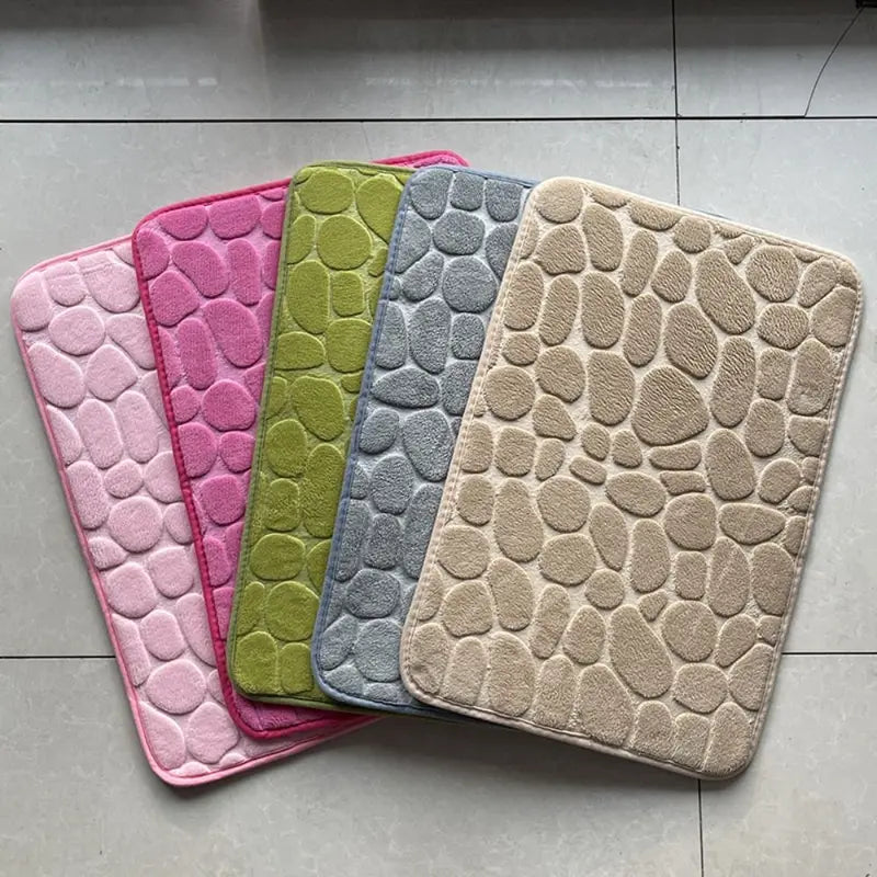 Non-Slip Water Absorption Bath Mat with Pebble Design for Bathroom Safety and Comfort