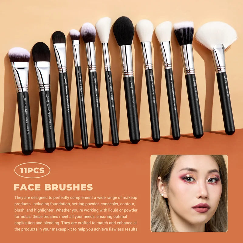 Professional 35-Piece Makeup Brush Set with Synthetic Labelling for Face & Eyes