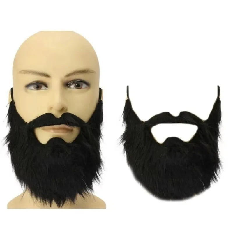 Fake Beard and Mustache Costume Props - Synthetic Fiber, Full Shape, Elastic Band, Multiple Colors