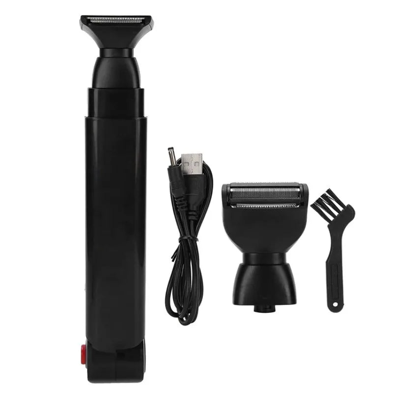 Men's Electric Back Hair Shaver 2-in-1 Facial Trimmer & Body Groomer Rechargeable Foldable Handle