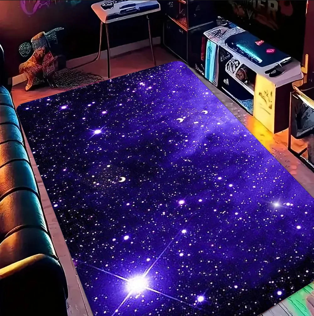 Large Cosmic Nebula Area Rug - Non-Slip Starry Night Floor Mat for Living Room & Bedroom