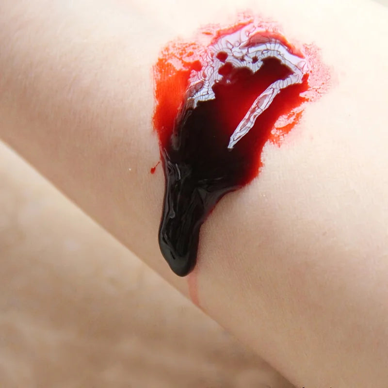 Halloween Fake Blood Makeup Kit with Sponge - Realistic Coagulated Blood for Party Costumes