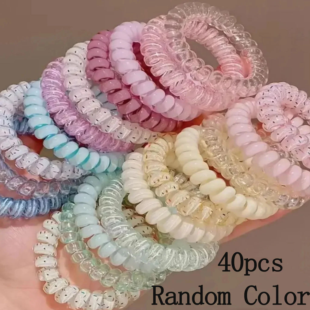 Multicolor Spiral Hair Ties 20/40 Pack Strong Hold Waterproof Ponytail Holders