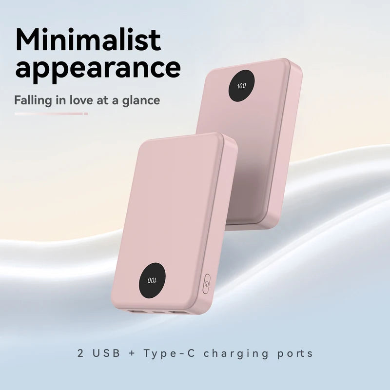 Portable 10000mAh Power Bank with Digital Display Dual USB & USB-C Charging