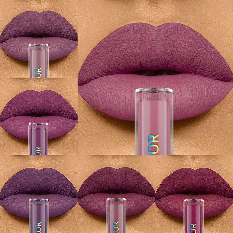 6-Piece Matte Lip Gloss Set Waterproof Velvet Lipstick for Women