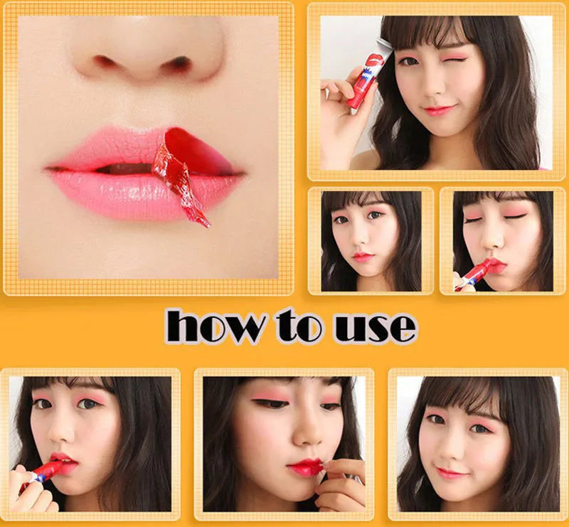 Colorful Waterproof Liquid Lipstick - Long Lasting Lip Gloss & Tear Off Lip Tattoo
