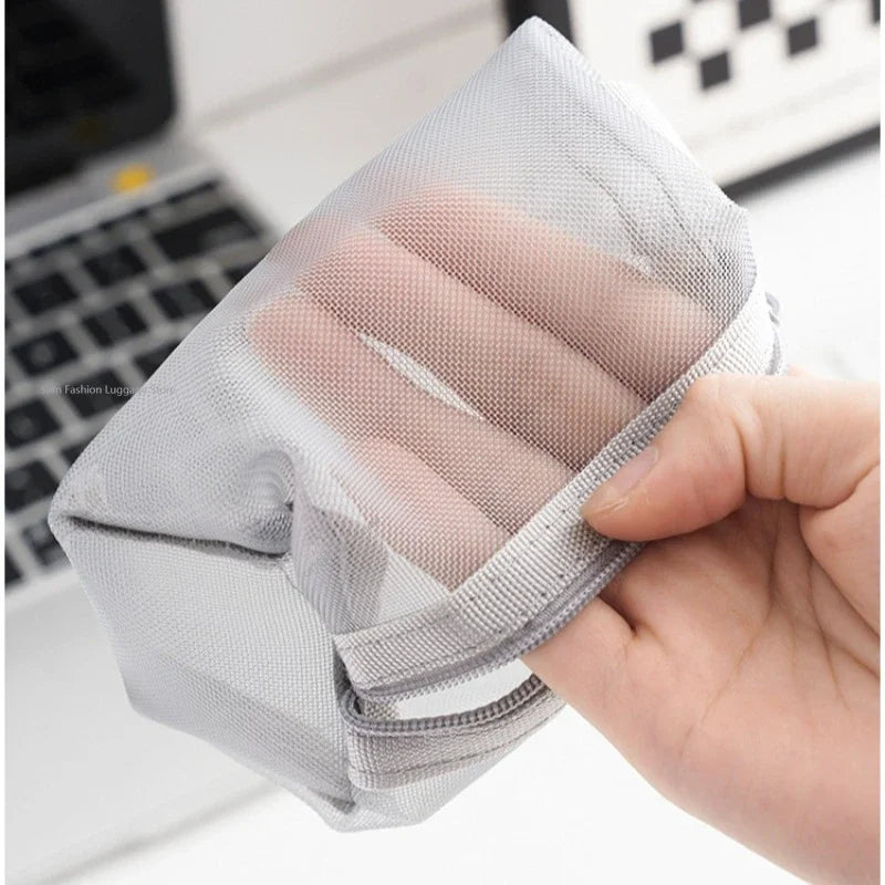 Breathable Mesh Storage Pouch - Lightweight Mini Wash Bag & Coin Purse