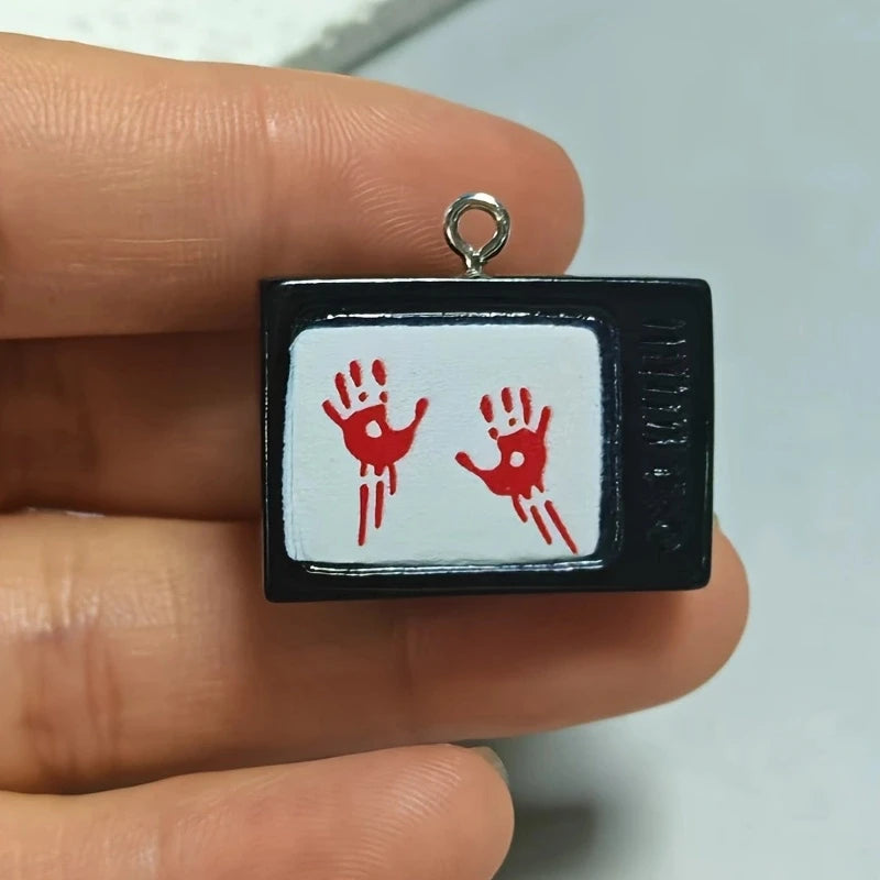 Halloween Bloody Red Handprint Resin Charms Pack for Jewelry & Keychains - Gothic Pendant DIY Set