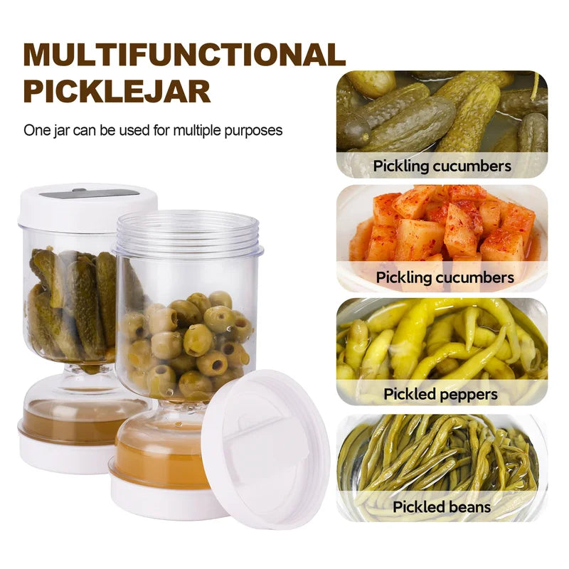 Olive and Pickle Strainer Jar with Airtight Lid - Food Storage Container