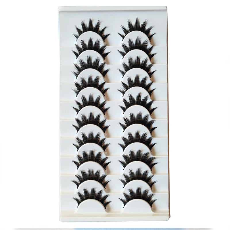 10 Pairs 3D Faux Mink False Eyelashes - Dramatic Long Eye Makeup Set