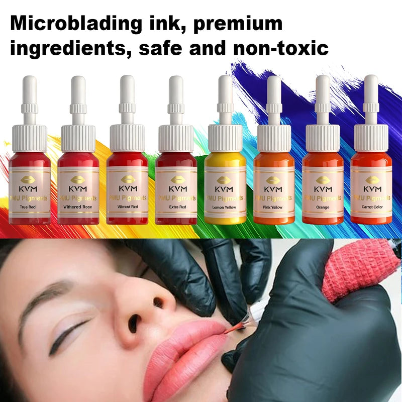 Tattoo Pigments Set 8pcs 5ml Semi-Permanent Lip & Skin Ink for Beauty Art