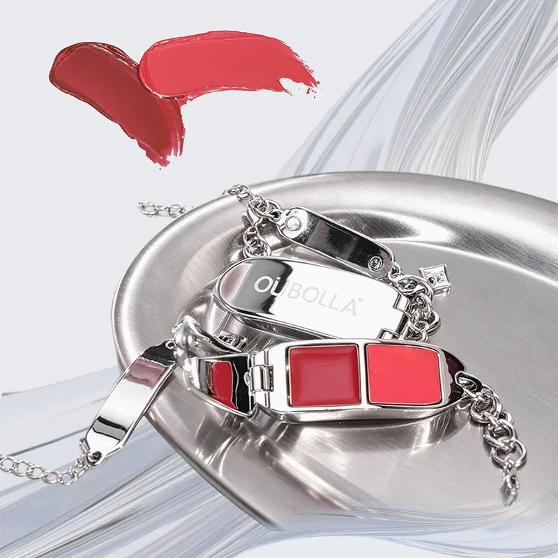 Waterproof 2-in-1 Lip Gloss with Mirror Bracelet - Portable & Long-Lasting