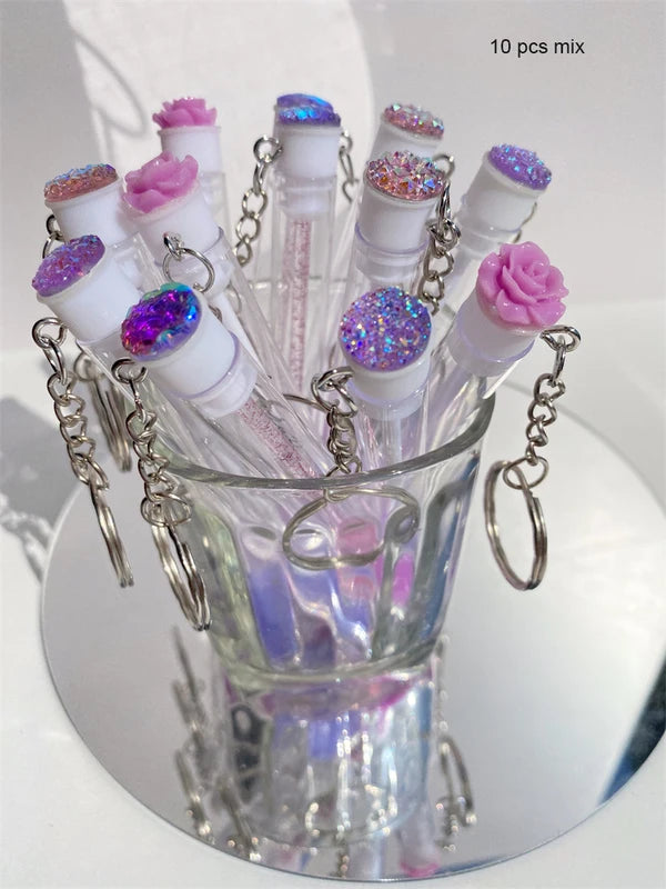 Reusable Mini Lash Comb Tube Keychain - Portable Eyelash & Mascara Brush